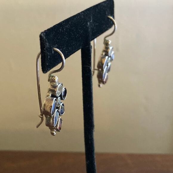 Sterling Silver Multi Gemstone Earrings, Vintage, Rare find. - Picture 9 of 9